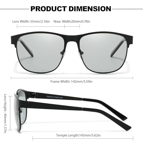 IGnaef Polarized Photochromic Sunglasses for Men Women Anti Glare Driving Sun Glasses IF37223