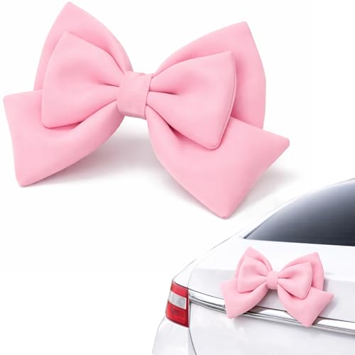 Ezcora Car Bow Pink Car Accessories for Women Exterior Cute Car Decor Fits All Car Models Enhances Car Aesthetics