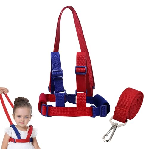 Bambino a Piedi Guinzaglio di Sicurezza, Guinzaglio per Bambini, Cintura Regolabile per Bambini, Anti Perso Collegamento del Polso, Sostegno Portatile per Bambini(Rossa Blu)