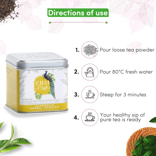 Chai Craft Chamomile Herbal Infusion, Herbal Tea For Excellent Sleep, Camomile Loose Leaf Tea Tin Caddy #TOP5