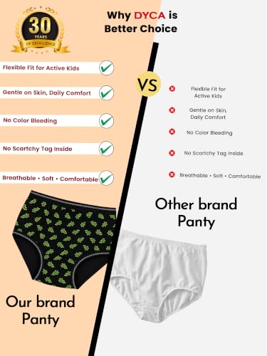 Image of DYCA by Bodycare Girls Cotton Briefs, Soft & Breathable Panties, Pack of 6, Print & Colour May Vary
