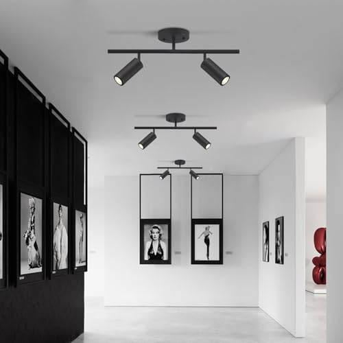 Image of KCO Lighting Modern 2 Light Track Lighting Kit Matte Black Track Lighting Fixtures Flush Mount Ceiling Spot Lights Indoor Adjustable Ceiling Spot Light for Bedroom Kitchen Living Room