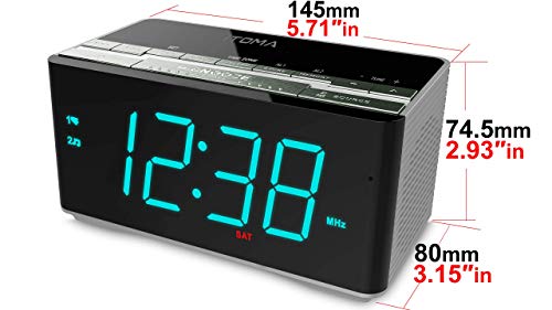 iTOMA Electronic Alarm Clock Radio-Bluetooth Stereo Speakers,FM Radio,Dual Alarm,Snooze,Brightness Dimmer,USB Charging Port,Backup Battery(CKS3501BT) - Thumbnail 3