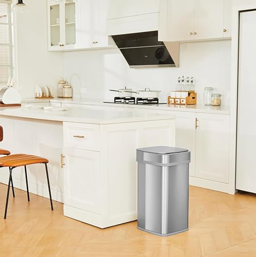 Caneca de basura rectangular de acero inoxidable con sensor automático miniatura 3