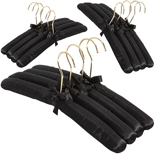 florida brands padded clothing fabric hangers for women clothing - set of 12 premium coat hangers for closet, bride hanger for wedding dress, sweater - black