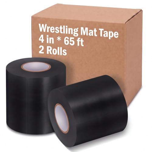 Pangda Wrestling Mat Tape 3/4 Inch for Exercise, 4'', Black, 2 Rolls