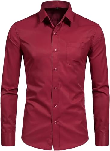 Chemise décontractée homme rouge vin XL pour un style quotidien élégant -224