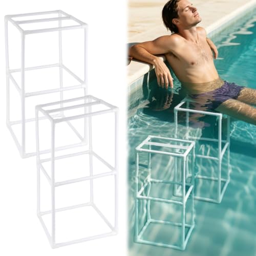 BOUTICOL 2 PCS Underwater Pool Stool with Foot Rest PVC Underwater Pool Barstools Pool Seats for in Pool Rest 32Inch