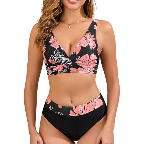Muwodkdn Maillots de Bain Femme 2 Pièces Push-up Taille Haute Imprimé Ensembles de Bikini Deux...