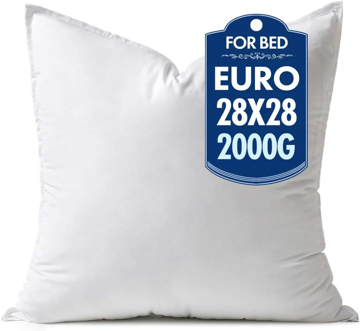 MIULEE 28x28 Down Alternative Pillow Insert Euro Decorative Throw Pillow 28 x 28 Inch Body Bed Sleeping Ultra Soft Fluffy Form for Sofa Couch Bed