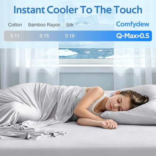 Image of Cooling Sheet King Size Set 3 Pieces, Double-Sided Cooling Bed Sheets for Hot Sleepers & Night Sweats, Ultra Stretchy Deep Pocket Fitted Sheet Fits Up to 18 inch, with 1 Pillowcases, Grey