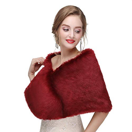 Sleeveless Faux Fur Shawl Wedding Fur Wraps and Shawls Bridal Fur Stole for Brides and Bridesmaids4
