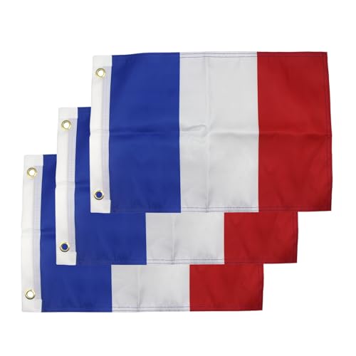 Lot de 3 drapeaux de bateau pour bateau, voile, petit drapeau national pour bateau (France)