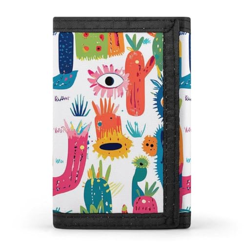 Mexican Cactus Devil Eyes Trifold Wallets for Men Women Ultra Thin Card Holder Purse with Zip Coin Pocket - Main Image
