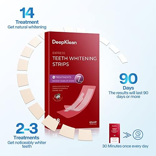 Teeth Whitening Strips for Sensitive Teeth - Professional White Strips for Home Using, Enamel Safe, 3 Days Express Result, 28 Natural Teeth Whitener Strips, 14 Treatments by Deepklean Coconut