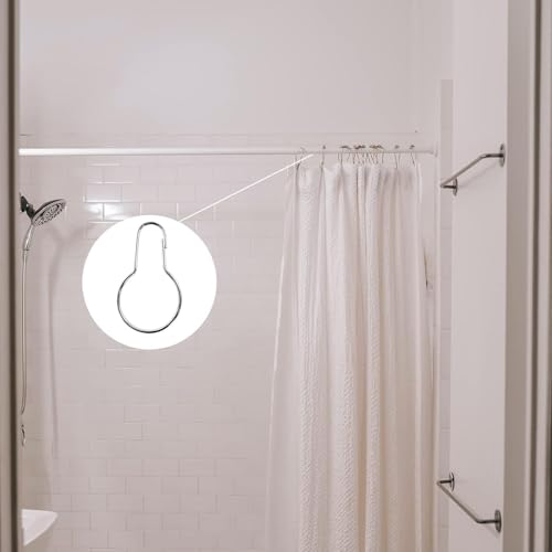24 Stück Gardinenringe, Gardinenringe Mit Haken, Duschvorhang Haken, Duschvorhang Ringe, Ringe für Duschvorhang, für Badezimmer, Wohnzimmer, Schlafzimmer, Küche (Silber)