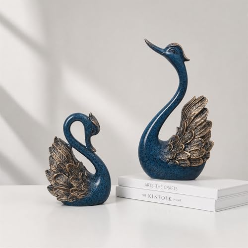Pareja de estatuas de cisnes para decoración del hogar miniatura 6