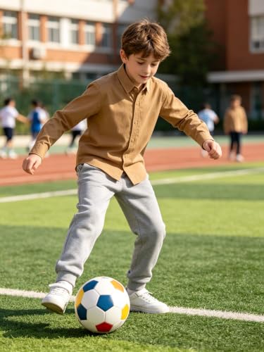 Image of DHTS Boys' Dress Shirts Toddle Boy Long Sleeve Uniform Shirt for Kids