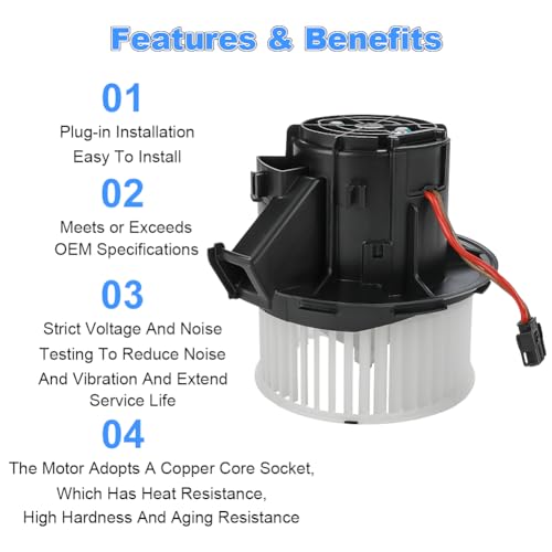 Image of JDMON AC Blower Motor with Fan Replacement for Mercedes-Benz C300, C350, E350, E550, C63 Front Compatible with PM4030, 700248, MB3126112, 2048200208