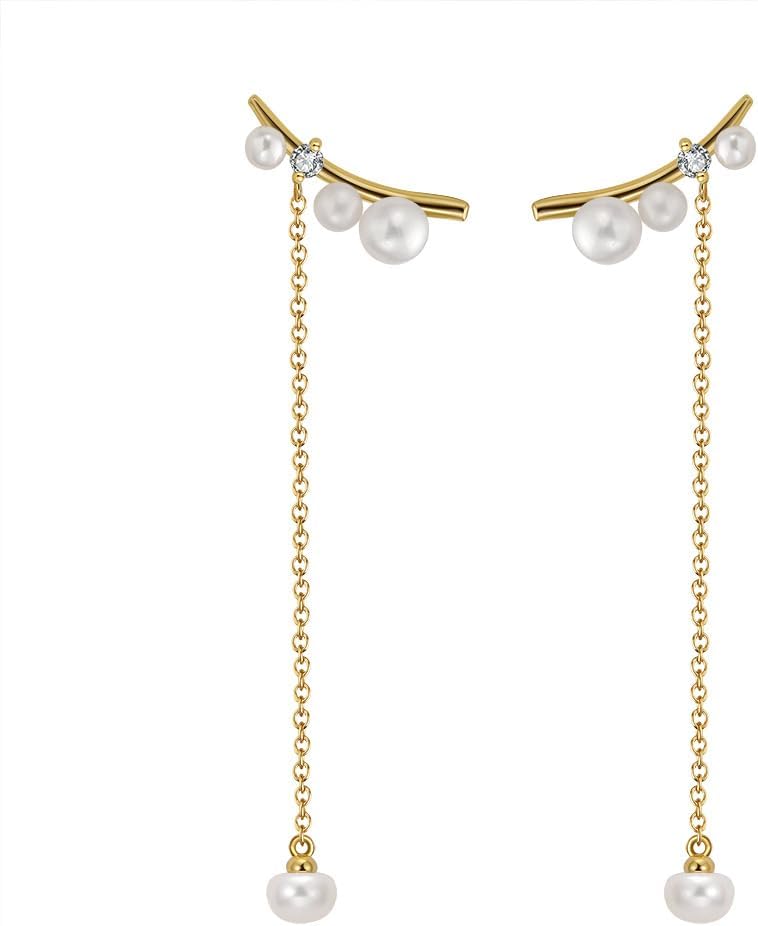 Pearl earrings-Gifts for Women Wife-Gift for Wife Wedding Birthday Anniversary Jewelry-Mom Girlfriend Her Mothers Day Gifts for Mom Women Valentines Day Christmas Day Gifts NO015