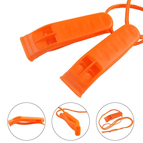 Augsun 40 Pcs Emergency Safety Whistle Plastic Whistles Set With Lanyard,Red And Orange #TOP2
