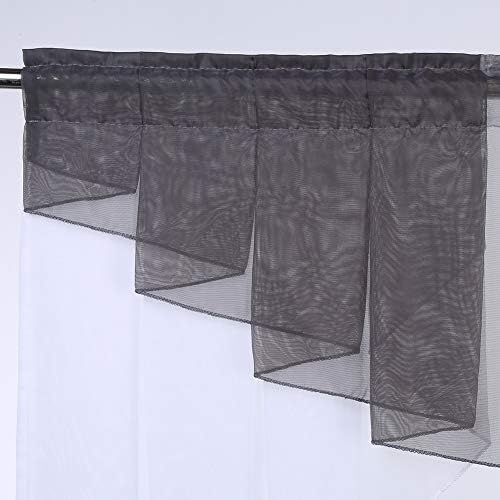 Lintimes Kitchen Curtains Small Curtains Semi Transparent Voile Curtains Cafe Curtains Small Window Curtains Decor Valance, Gray, 80cm*80cm