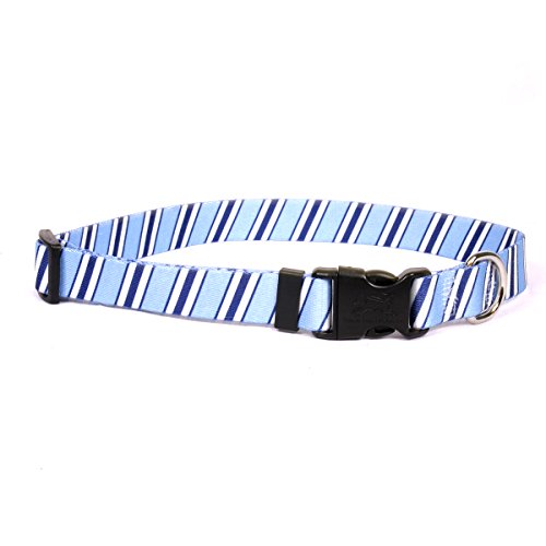 Image of Yellow Dog Design Team Spirit Lt. Blue, Dark Blue and White Dog Collar-X-Small-3 /8 and fits Neck 8 to 12 inch