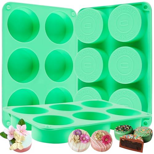 Image of Sidosir 3Pcs Oreo Cookie Chocolate Silicone Mold, 6-Cavity Round Cylinder Oreo Chocolate Cover Molds for Candy, Silicone Baking Molds for Mini Cakes, Jelly