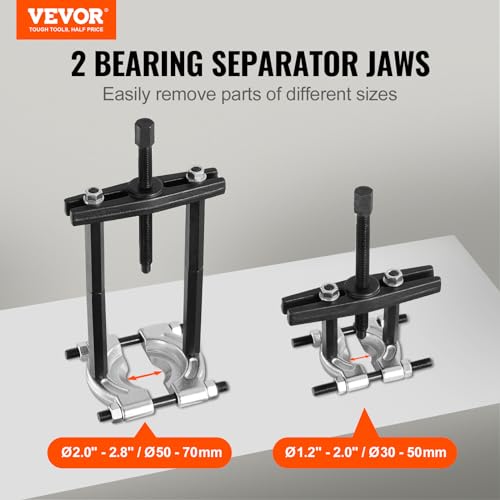 Image of VEVOR Bearing Puller Kit 14-Piece, 5 Ton Bearing Separator, Pinion Wheel Bearing Removal Kit with 2 inch and 3 inch Jaws, Bearing Separator and Puller Set, Heavy Duty Bearing Splitter Tool Kit with Case