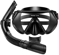 Kit Mergulho Máscara Snorkel Respirador Lentes Antiembaçantes Vidro Temperado. Leve e Confortável