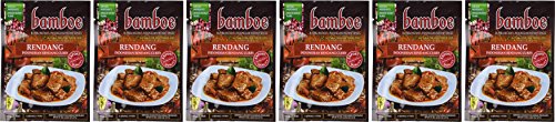 bamboe - RENDANG - INDONESIAN DRY CURRY PASTE - INDONESIAN INSTANT SPICES - 6 x 1.2 OZ /36 g - Product of Indonesia by Bamboe