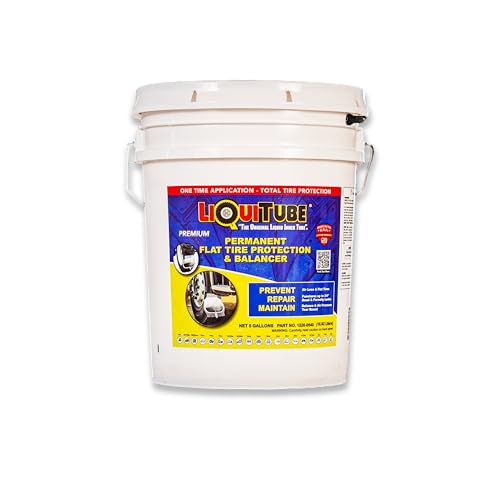 Image of Premium Heavy Duty Tire Sealant - Permanent Flat Tire Protection for Industrial On and Off Road Tires - Maintain Air Pressure, Balance - Seal Up to 3 /4 inch inch Punctures and All Slow Leaks (5 Gal)