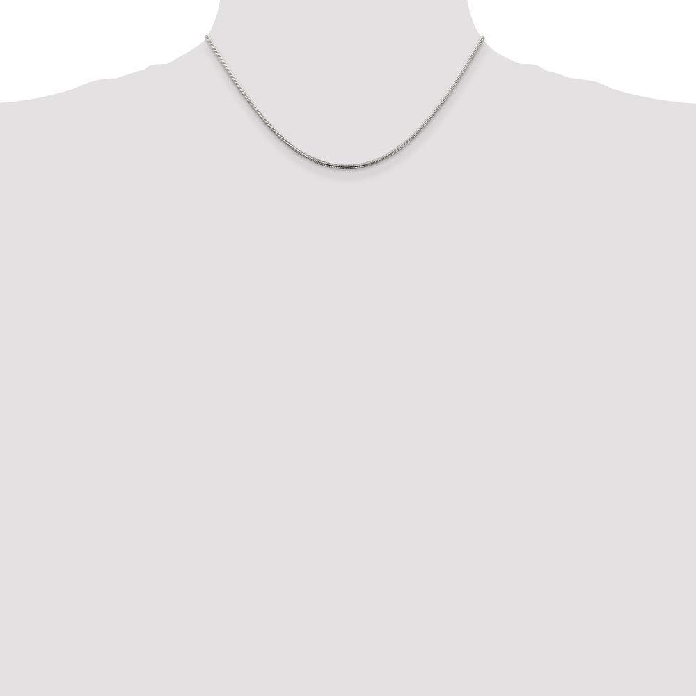 Chain Necklace White Sterling Silver Snake 16 in 1.75 mm
