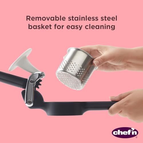 Image of Chef'n Potato Ricer and Vegetable Ricer, Heavy Duty Press and Mash Kitchen Tool, Black