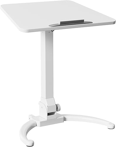 Miniatura 9 de JOY worker Escritorio móvil plegable de pie, escritorio de pie ajustable en altura, mesa de computadora portátil con ruedas inclinable de 90,