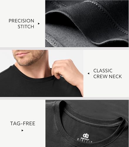 DAVID ARCHY Men's Undershirts Quickly-Dry T-Shirts, Stretch Moisture-Wicking Crew Neck Tees for Men, 3 Pack4