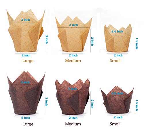 Golden Apple, 200 Pcs Tulip Cupcake Liner Baking Cup Muffin Tins Cups For Weddings, Birthdays, Baby Showers (Small, Brown) #TOP1