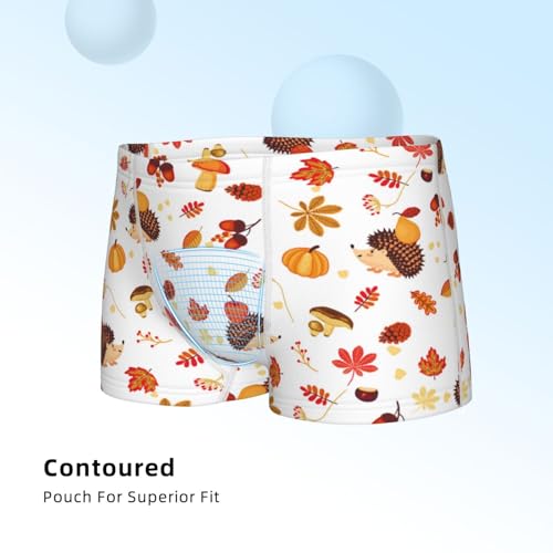 Boys' Cotton Boxer Brief Soft Underwear-Autumn Maple Leaf With Hedgehog4