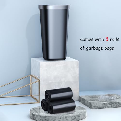 Image of Mini Car Trash Can Bin with Lid and 45 Additional Trash Bags,Car Trash Can Bin,Car Garbage Trash Can Storage for Front Back Seat Accessories Fits Auto Home Office,Black