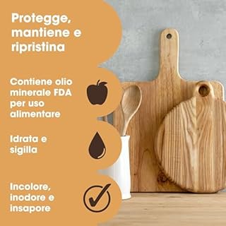 Furniture Clinic Rivitalizzante per taglieri (250 ml) - Formula di oli minerali e cere per uso alimentare per ripristinare e mantenere i taglieri