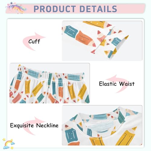 ALAZA Funny Pencil Pajamas Long Sleeve Sleepwear 2-Piece Pajama Set4