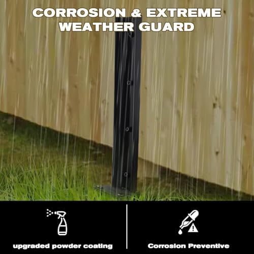 Upgraded Fence Post Repair Kit 4 Pack, Thickened Fence Post Repair Stakes for 4x4/6x6 Wood Posts, Heavy Duty Steel Fence Post Anchor Stabilizer for Fixing Tilted/Broken Wooden Fence Post Support - 4