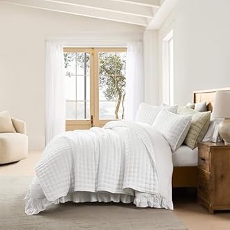 White King Size Quilt Bedding Sets with Pillow Shams, Lightweight Soft Bedspread Coverlet, Quilted Blanket Thin Comforter Bed Cover, All Season Summer Spring, 3 Pieces, 104x90 inches