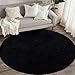 AAFKK Round Area Rugs for Living Room Bedroom, 4x4 Feet Black Ultra Soft Thickened Memory-Foam Modern Indoor Circle Rug, Comfy Minimalist Circular Carpets for Girls Boys Nursery Dorm Home Decor