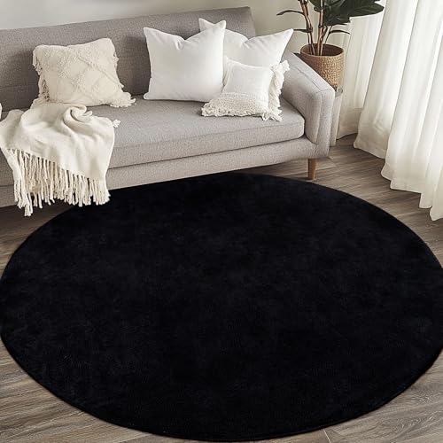 Tapete circular negro 4x4 pies ultra suave con espuma miniatura 2
