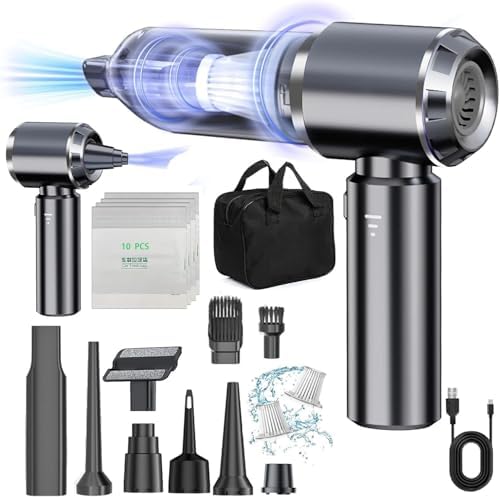 Car Vacuum Cleaner, 25000PA Mini Handheld Vacuum Cleaner, 4-in-1 Compressed Air Duster & Air Blower & Pump Hand Held Vacuum with Brushless Motor for Car, Home, Office,Camping
