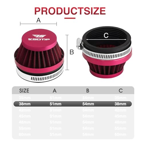 Image of 2PCS Motorcycle 38MM Air Intake Filter Universal Carburetor Air Filter Cleaner for Dirt Pit ATV SSR TTR Bike Breather Filter Fit for HONDA YAMAHA SUZUKI KEIHIH KOSO MIKUNI OKO Carburetor (Red 38MM)