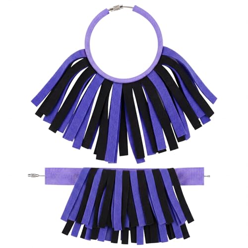 Breling Pom Pom Luggage Tags for Suitcases, Purple, Black