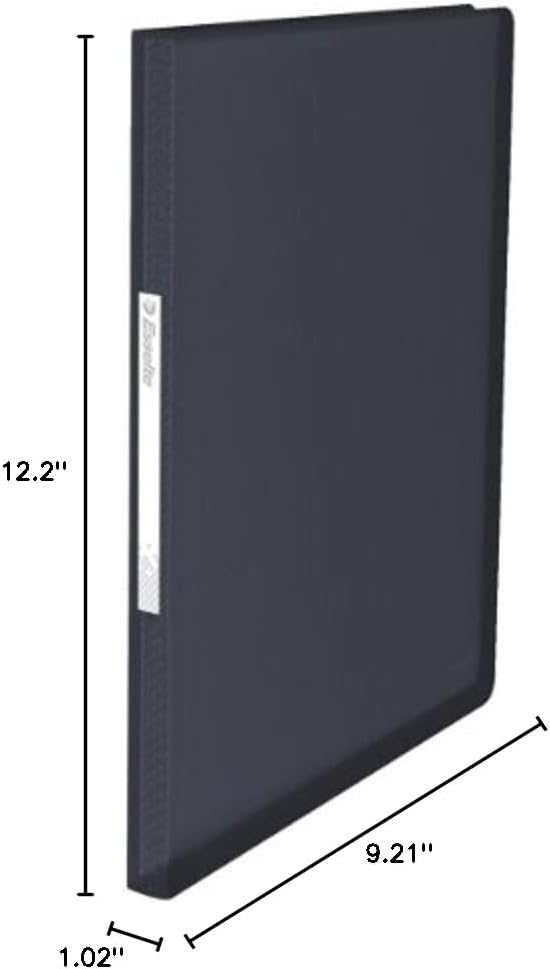 Esselte A4 Display Book, 60 Pockets, 120 Sheet Capacity, Transparent Pockets, VIVIDA Black, VIVIDA Range, 624004