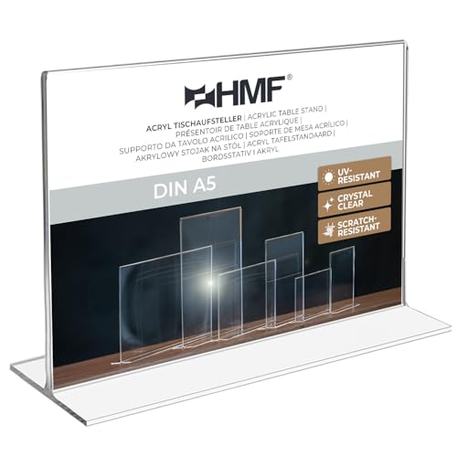 HMF 46924 Soporte de Sobremesa recto de Acrílico | DIN A5 Apaisado | Transparente
